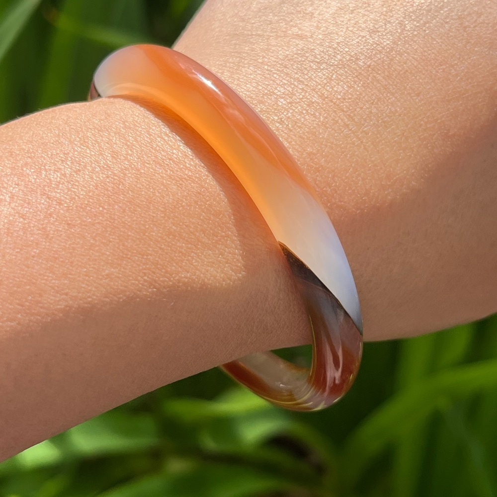 59mm inner diameter skinny unique natural rrange‎ black agate bangle 0102 - Picture 6 of 8